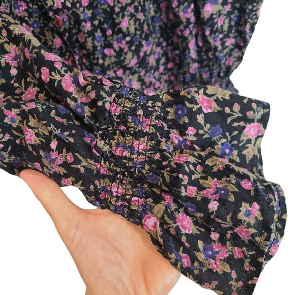 Free People Peasant Blouse Floral Meadow Top Women S Meant To Be Dark Ruffle - Picture 5 of 11